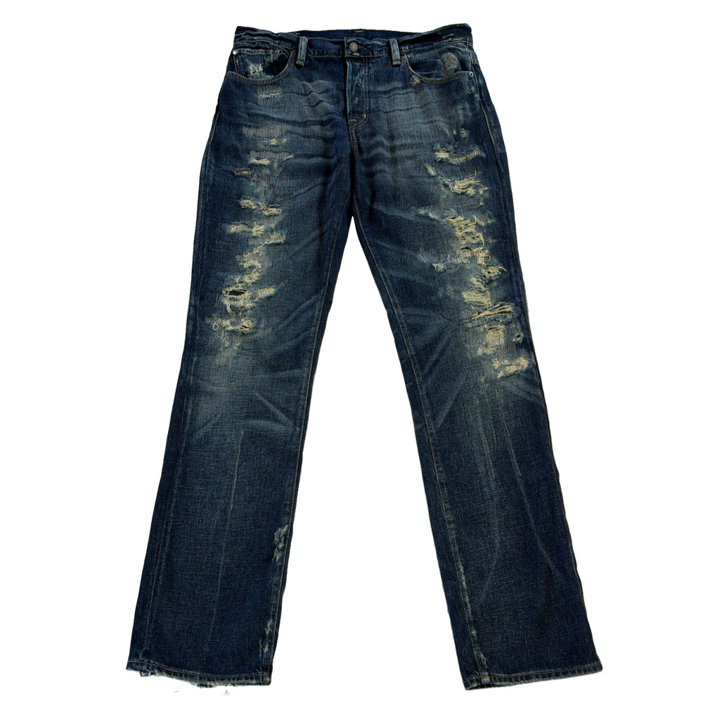 Denim & Supply Ralph Lauren Slouch Jeans Mens 36x34 Distressed Button Fly Retro